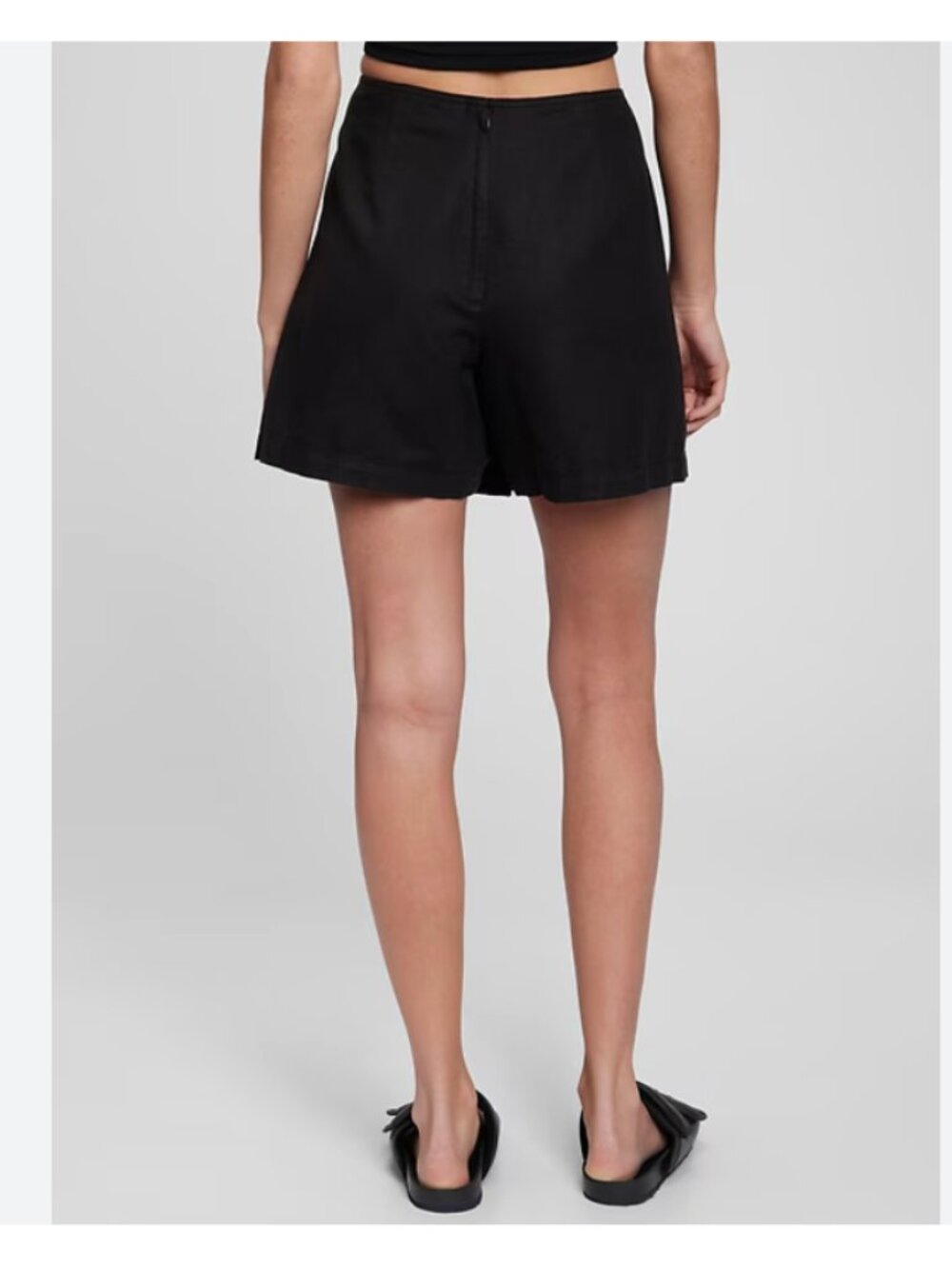 GAP Black Linen Blend Button Front Mini Skort Size 10 Tall - Picture 2 of 9